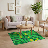 Aerial Green Cityscape Geometric Area Rug