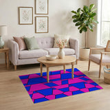 Vibrant Blue Pink Geometric Hexagon Rug