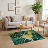 Lush Green Monstera Leaf Abstract Area Rug