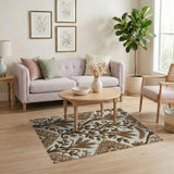 Ornate Golden Wheat Floral Area Rug