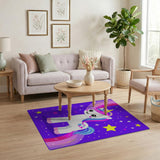 Multi-color and Patterns Kids Cartoon Magical Unicorn Rainbow Kids Area Rug