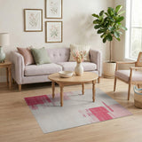 Pink Modern Pink Geometric Block Area Rug
