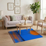 Geometric Orange Sun Over Blue Mountains Rug