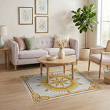 Ornate Golden Sunflower Mandala Rug