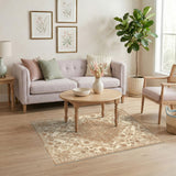 Brown and Tan Brown Floral Vintage Area Rug