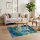 Teal Seahorse Mosaic Area Rug
