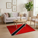 Bold Red Black Diagonal Stripe Area Rug