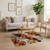 Fluid Ink Flow Brown Tan Abstract Area Rug