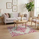 Pink Elegant Pink Floral Damask Area Rug