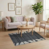 Black White Zigzag Heritage Tribal Runner Rug