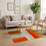 Vibrant Orange Geometric Stripe Area Rug