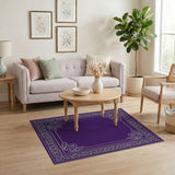 Purple Ornate Border Area Rug