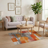 Vibrant Orange Geometric Abstract Geometric Modern Area Rug