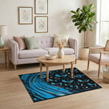 Cosmic Blue Music Notes Area Rug