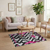 Pink Accent Zigzag Geometric Area Rug