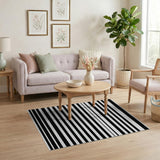 Black and White Bold Black White Horizontal Striped Area Rug