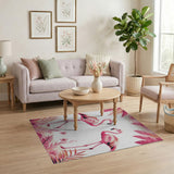 Pink Flamingo Duo Tropical Area Rug