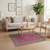 Opulent Pink Persian Floral Area Rug