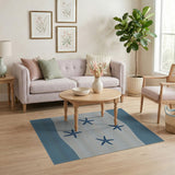 Navy Starfish Coastal Stripe Area Rug