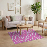 Vibrant Pink Wavy Lines Area Rug