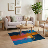 Vibrant Multi-Color Geometric Grid Multi-color and Patterns Area Rug