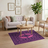 Pink Navy Ornate Persian Border Area Rug
