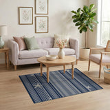 Coastal Beach Navy Striped Starfish Coastal Area Rug