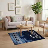Christmas Sleigh Reindeer Night Silhouette Rug