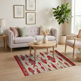 Red Swimming Fish Southwestern Area Rug