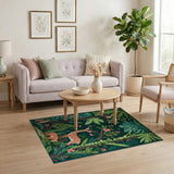 Lush Jungle Spotted Deer Area Rug