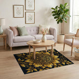 Golden Sunflower Mandala Area Rug