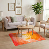 Abstract Orange Sunset Geometric Area Rug