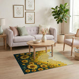 Sunflower Meadow Butterflies Area Rug