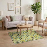 Playful Yellow Alphabet Cartoon Kids Area Rug