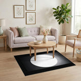 Black White Abstract Circle Area Rug