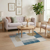 Geometric Modern Teal Gold Geometric Abstract Area Rug