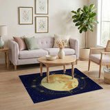 Celestial Golden Full Moon Mandala Rug
