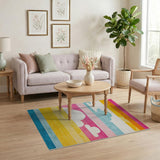 Playful Striped Clouds Multi-Color Area Rug
