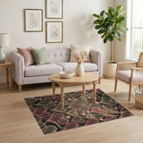 Pink Winged Hearts Mesh Geometric Area Rug