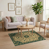 Opulent Teal Medallion Persian Area Rug