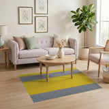 Yellow Grey Vertical Striped Area Rug