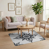 Exquisite Black White Mandala Area Rug