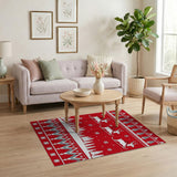 Festive Red Reindeer Christmas Area Rug