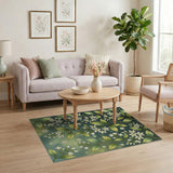 Jasmine Vine Green Floral Area Rug