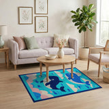 Playful Cartoon Whale Ocean Area Rug