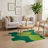 Vibrant Green Wavy Abstract Area Rug