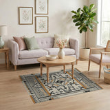 Beige Southwestern Geometric Area Rug with Terracotta Accents