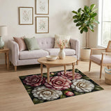 Pink Blush Pink Camellia Floral Area Rug