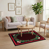 Festive Holly Berry Wreath Border Rug