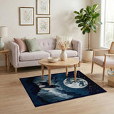 Wolf Howling at Full Moon Mountain Rug